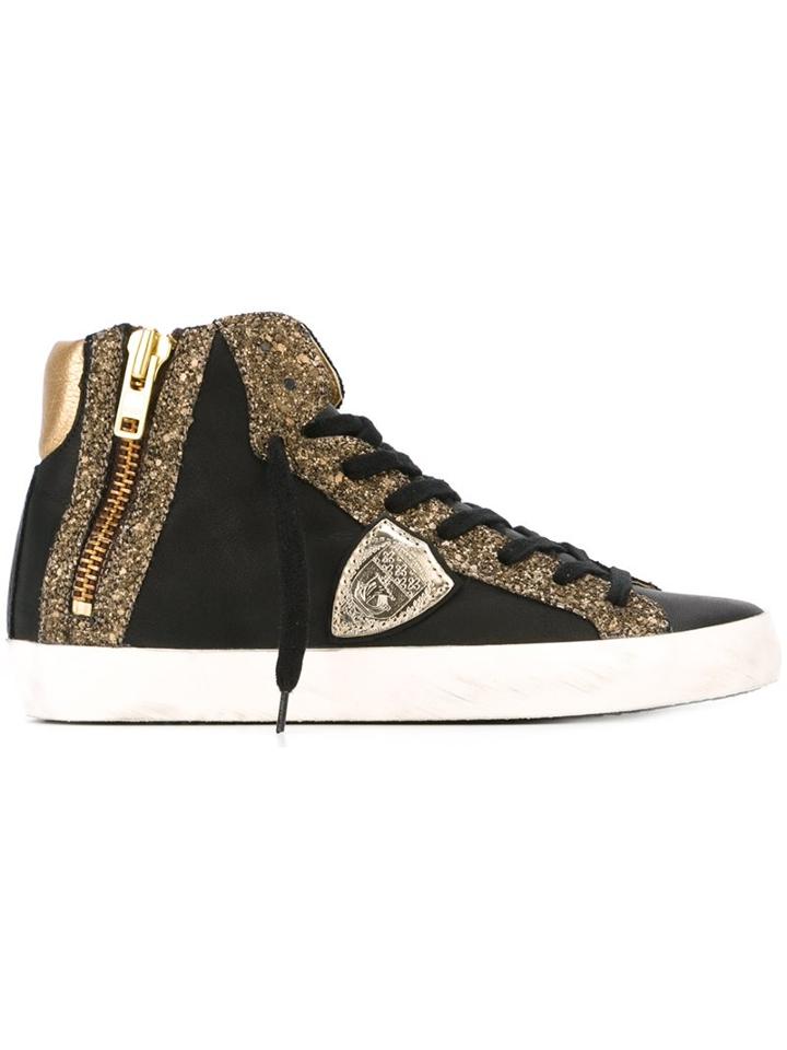 Philippe Model Glitter Panelled Sneakers