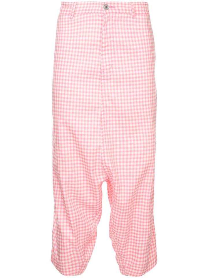 Comme Des Garçons Vintage Gingham Drop Crotch Trousers - Pink