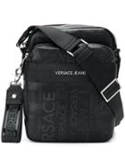 Versace Jeans Logo Zipped Messenger Bag - Black