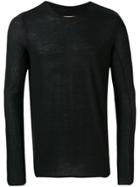 Ziggy Chen Distressed Fine Knit Sheer Sweater - Black