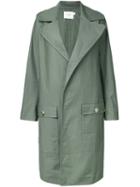 Bassike Oversized Coat, Women's, Size: 10, Green, Cotton/polyurethane