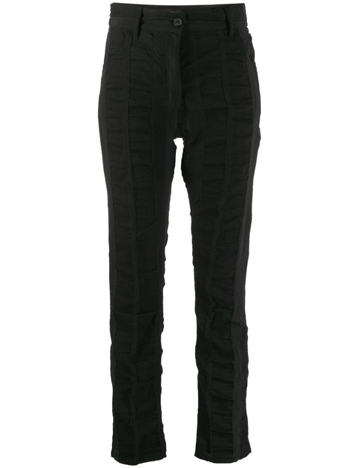 Ann Demeulemeester Smocked Panel Slim Fit Trousers - Black