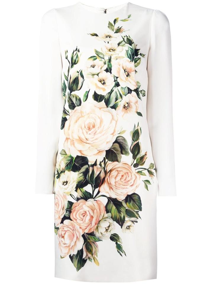 Dolce & Gabbana Floral Bouquet Print Dress - White