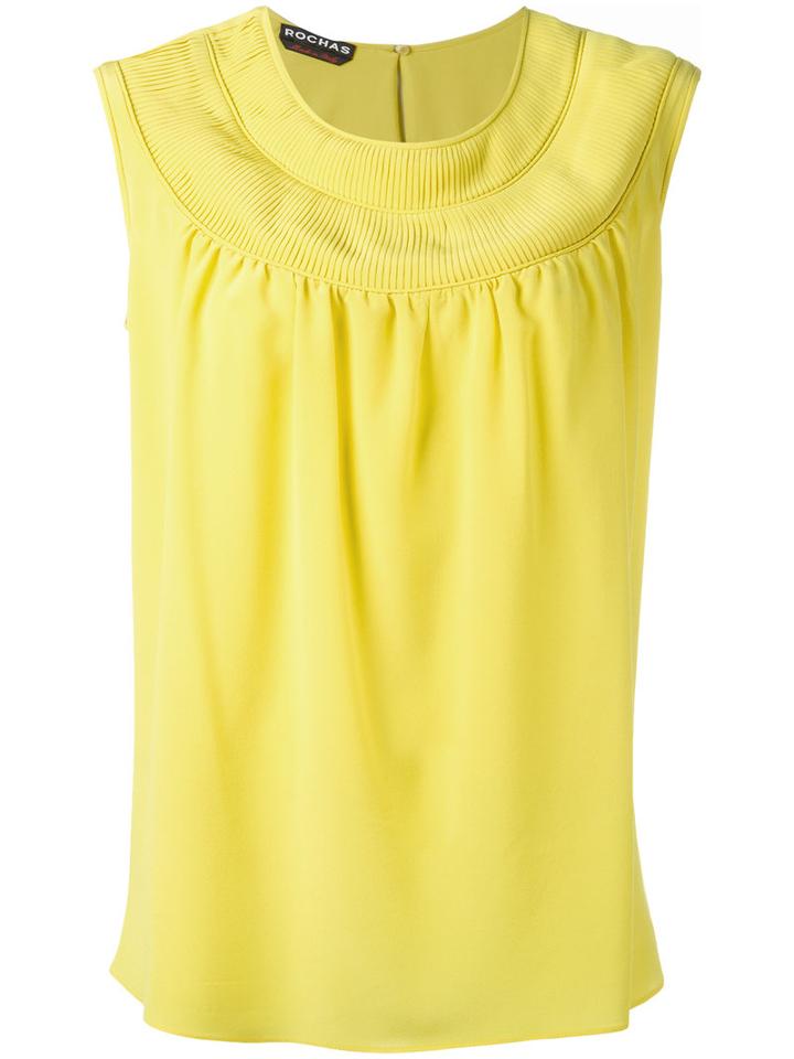 Rochas Round Neck Shift Blouse, Women's, Size: 40, Yellow/orange, Silk