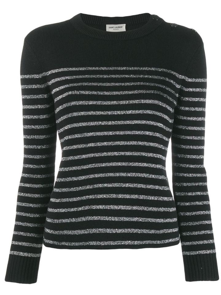 Saint Laurent Metallic Striped Sweater - Black