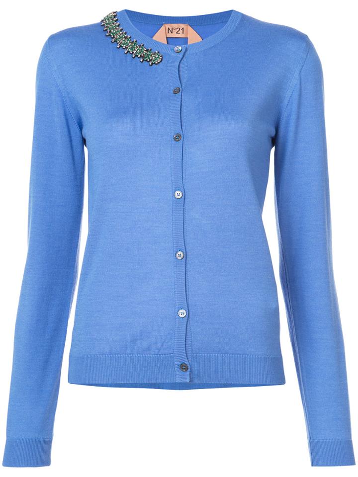 No21 Jewel Embellished Cardigan - Blue