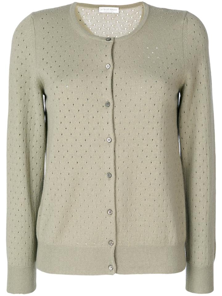 Le Tricot Perugia Punch Hole Knit Cardigan - Green