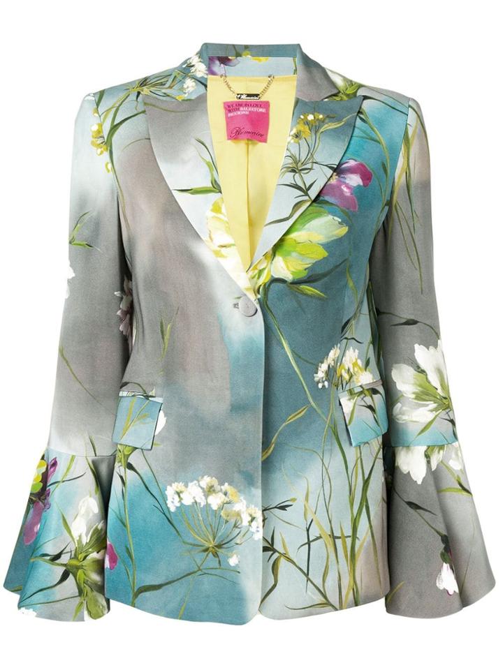 Blumarine Floral Fitted Blazer - Grey