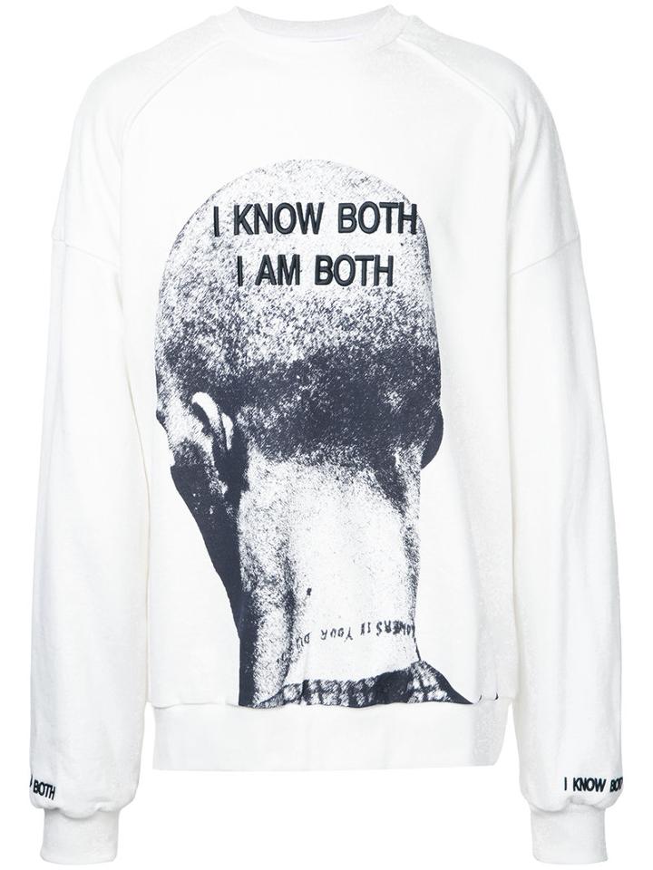 Juun.j Printed Front Sweatshirt, Men's, Size: Small, White, Cotton