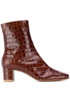 By Far Crocodile Embossed Ankle Boots - Brown