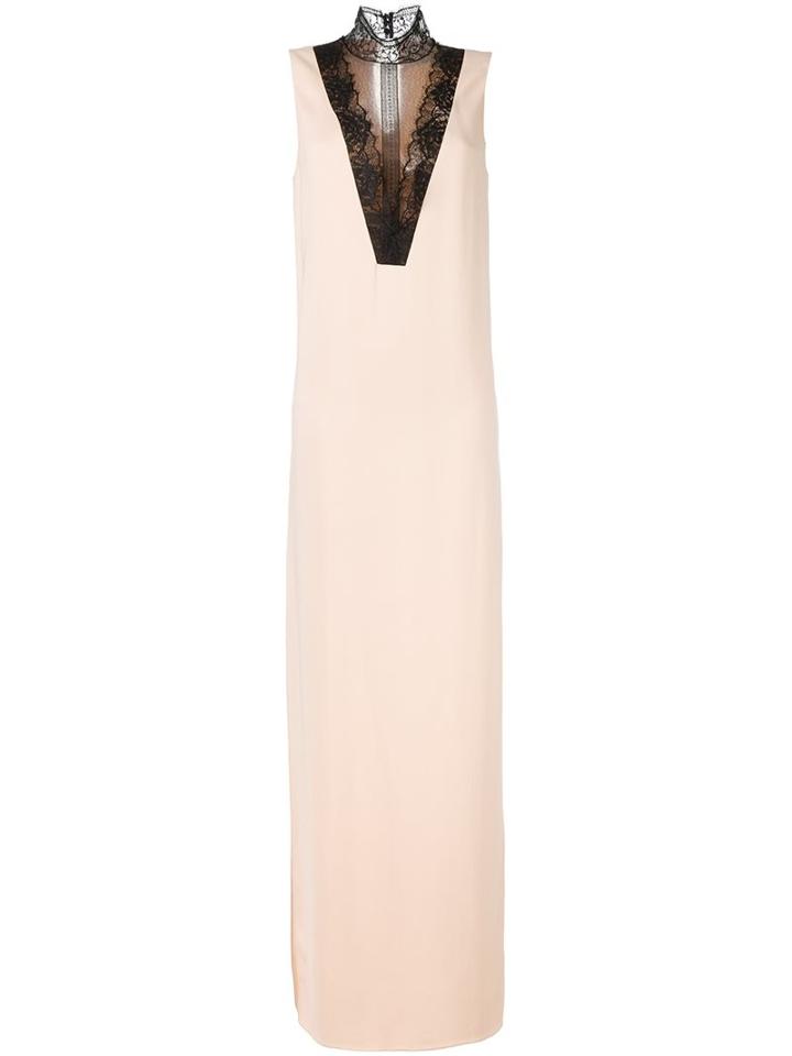 Lanvin Lace Effect Maxi Dress, Women's, Size: 46, Nude/neutrals, Viscose/spandex/elastane/polyamide/silk