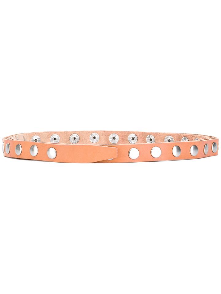 Mm6 Maison Margiela - Studded Belt - Women - Leather/brass - One Size, Nude/neutrals, Leather/brass
