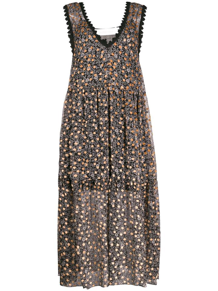 See By Chloé Flower-print Flared Dress - Black