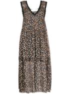See By Chloé Flower-print Flared Dress - Black