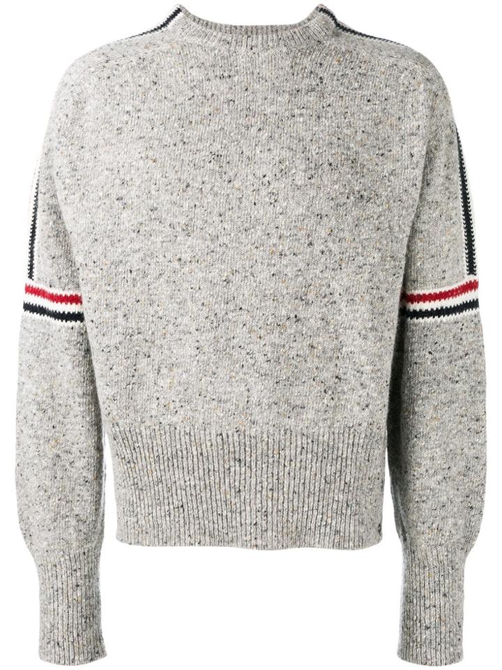 Thom Browne Intarsia Stripe Classic Tweed Pullover - Grey