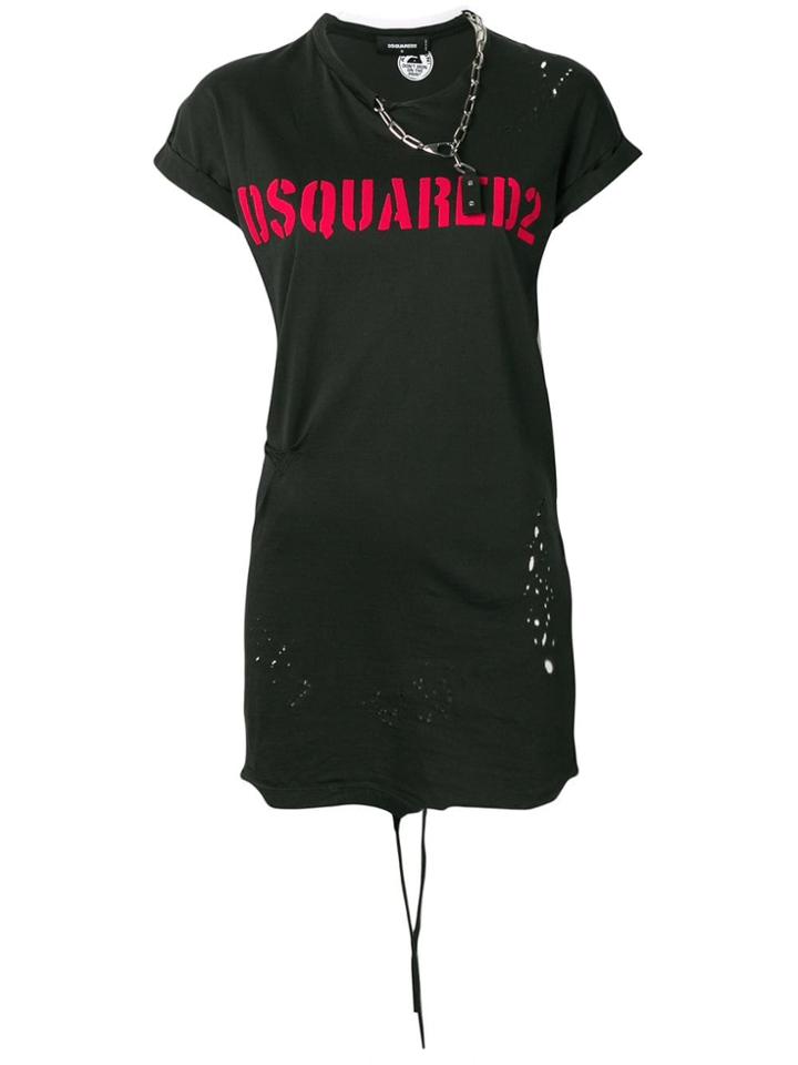 Dsquared2 Distressed T-shirt Dress - Black