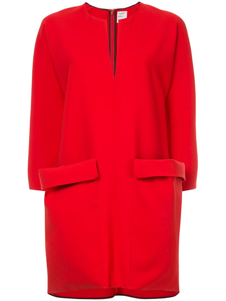 Maison Rabih Kayrouz V Cut Mini Dress With Oversized Pockets - Red