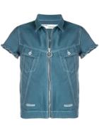 Off-white Zip-front Denim Shirt - Blue