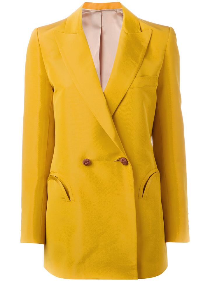 Blazé Milano - Double-breasted Blazer - Women - Silk/cupro/viscose - 0, Yellow/orange, Silk/cupro/viscose