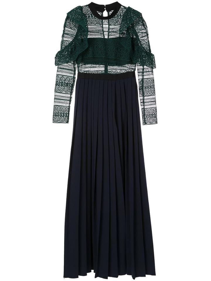 Self-portrait Lace Maxi Dress - Green