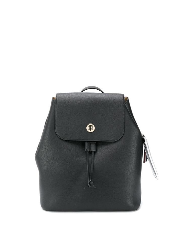 Tommy Hilfiger Monogram Drawstring Backpack - Black