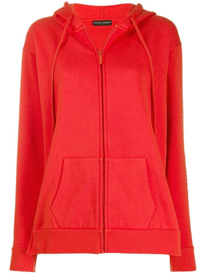 Emporio Armani Zip Fronted Hoodie - Red
