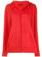 Emporio Armani Zip Fronted Hoodie - Red