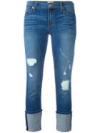 Hudson Distressed Ankle Cuff Jeans, Women's, Size: 26, Blue, Cotton/spandex/elastane/tencel