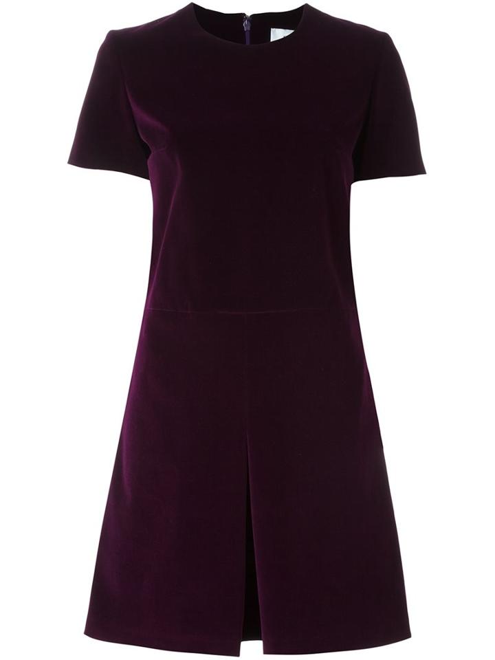 Carven Draped Shortsleeved Dress, Women's, Size: 34, Pink/purple, Cotton/acetate/viscose