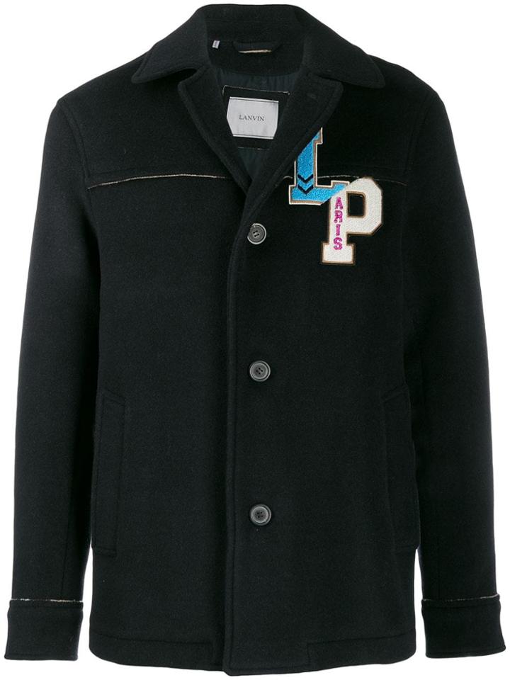 Lanvin Logo Embroidered Coat - Blue