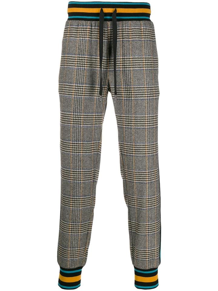 Dolce & Gabbana Check Wool Track Pants - Black