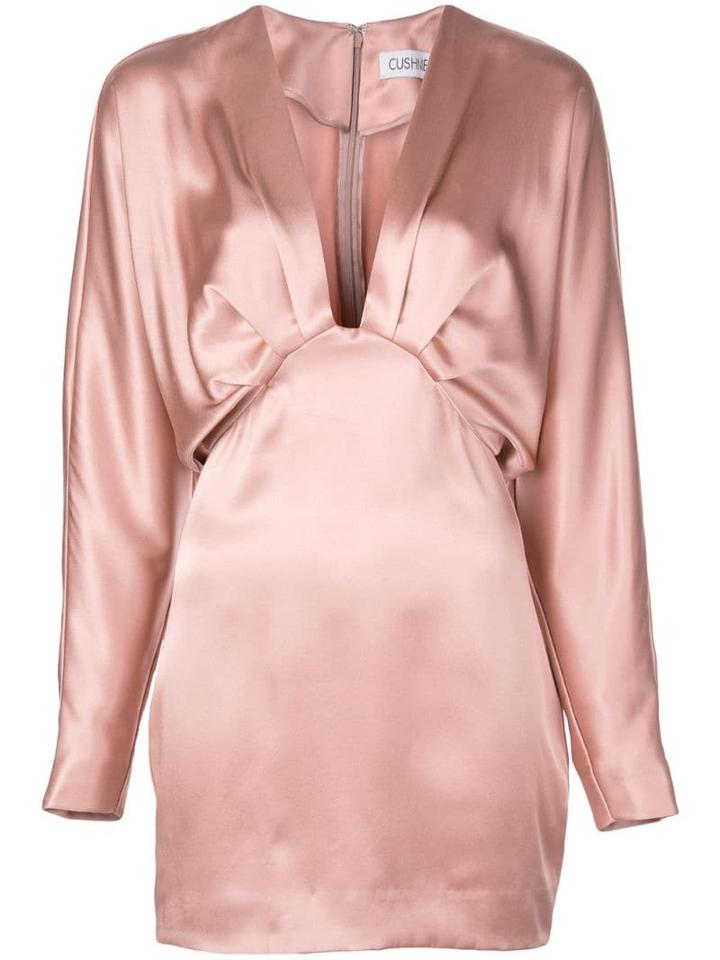 Cushnie Pleated V Dress - Pink