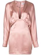 Cushnie Pleated V Dress - Pink