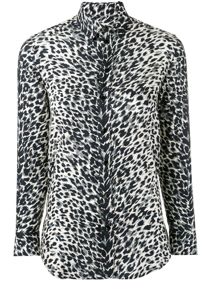 Saint Laurent Paris Collar Printed Shirt, Women's, Size: 40, Black, Viscose