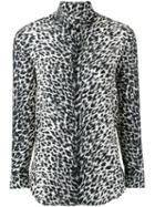 Saint Laurent Paris Collar Printed Shirt, Women's, Size: 40, Black, Viscose