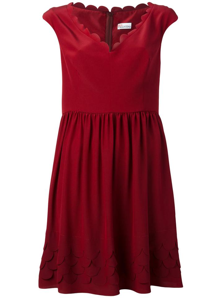 Scalloped Edge Skater Dress - Women - Silk/polyester - 40, Silk/polyester, Red Valentino