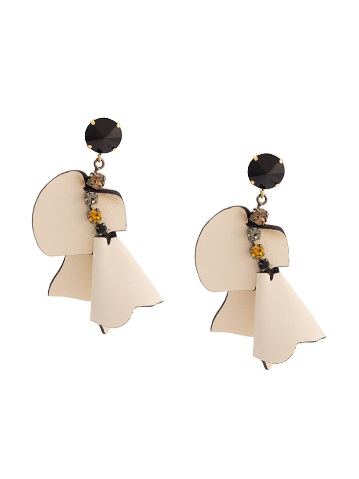 Marni Embellished Flower Earrings - White
