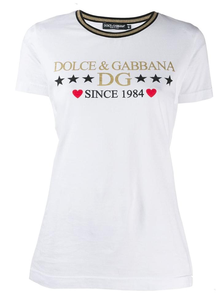 Dolce & Gabbana Glitter Logo Print T-shirt - White
