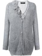 Twin-set Ruffled Detail Cardigan, Women's, Size: Small, Grey, Polyamide/viscose/mohair/wool
