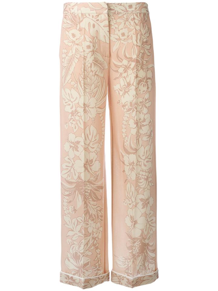 Valentino Floral Palazzo Pants - Nude & Neutrals