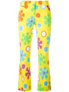 Moschino Flower Power Cropped Trousers, Women's, Size: 42, Yellow/orange, Rayon/other Fibers