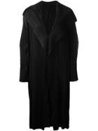 Pleats Please By Issey Miyake - Draped Front Pleated Coat - Women - Polyester - 4, Women's, Black, Polyester