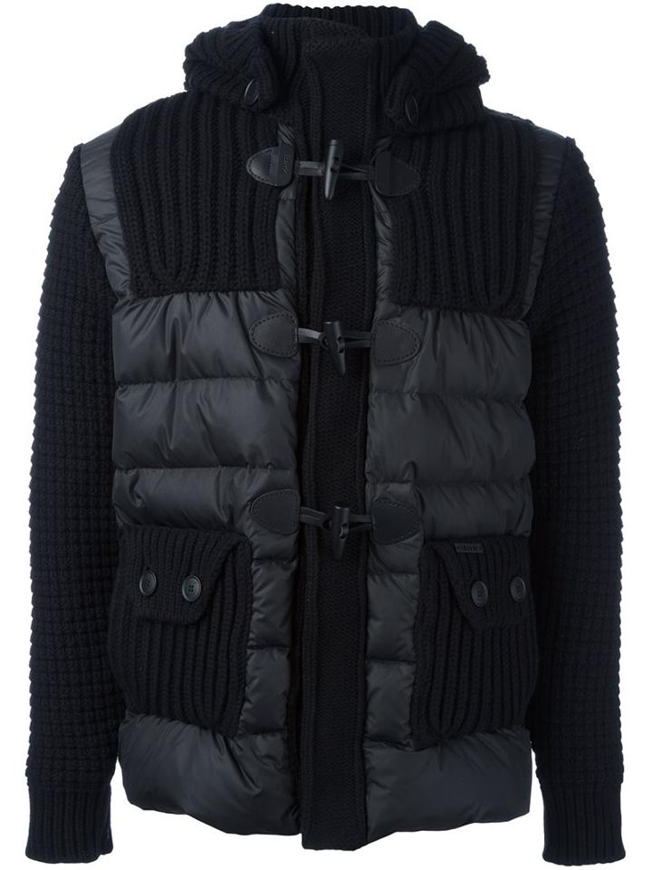 Bark Quilted Zip Up Jacket, Men's, Size: Large, Black, Feather Down/polyamide/polyester/wool