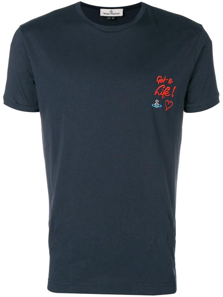 Vivienne Westwood Embroidered Slogan T-shirt - Blue