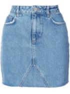 Anine Bing - Raw Hem Denim Skirt - Women - Cotton - L, Blue, Cotton