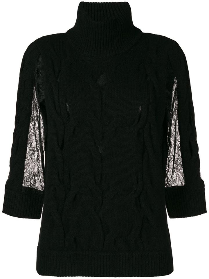 Blumarine Lace Inserts Turtleneck - Black