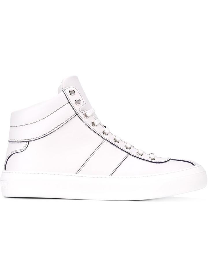 Jimmy Choo Belgravia Hi-top Sneakers, Men's, Size: 42, White, Rubber/calf Leather