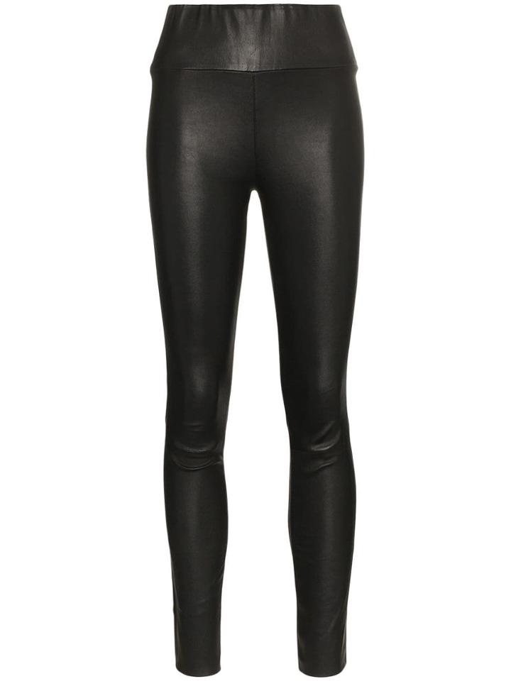 Sprwmn Black High Waisted Leather Leggings