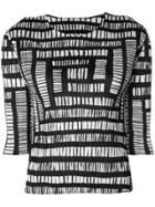 Pleats Please By Issey Miyake Patterned Cropped Sleeve Top - Black