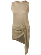 Brunello Cucinelli - Metallic Knotted Detail Blouse - Women - Silk/linen/flax/polyamide - M, Women's, Nude/neutrals, Silk/linen/flax/polyamide
